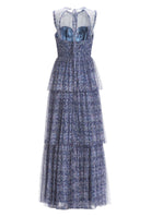 Printkleid aus Tüll mit Rüschendetails