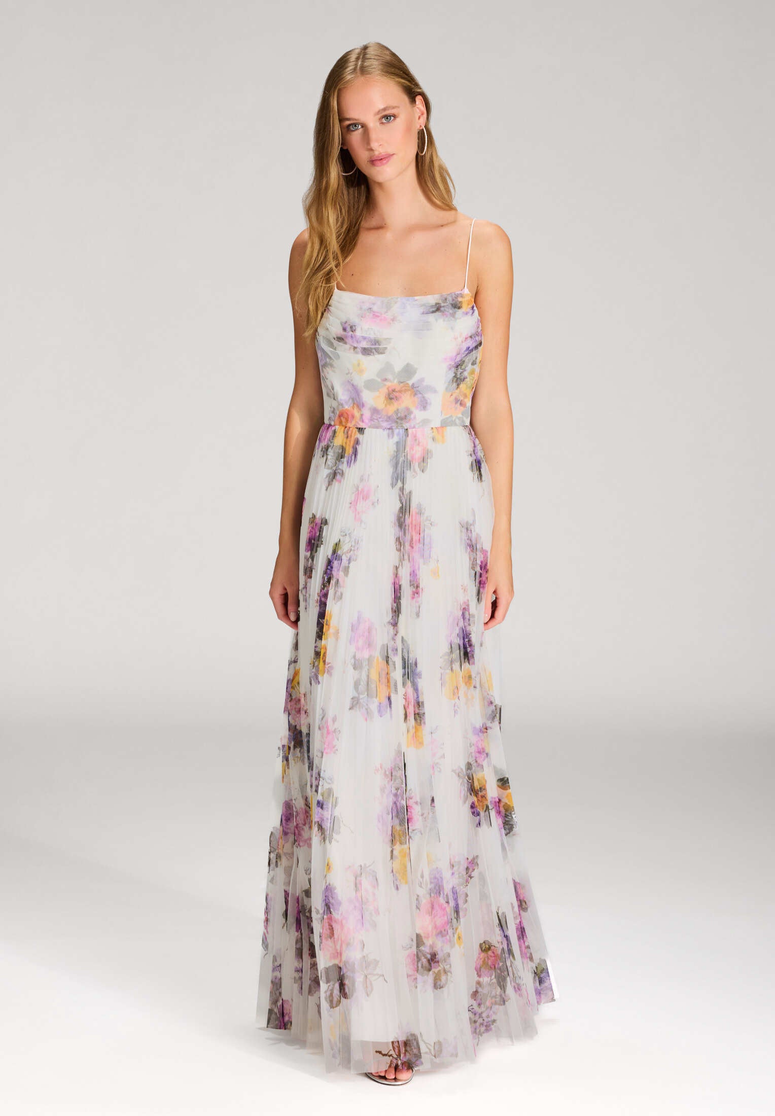 Printkleid mit plissiertem Rock ivory multi print