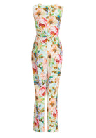 Jumpsuit aus leichtem Scuba mit Blumendruck und Drapierung