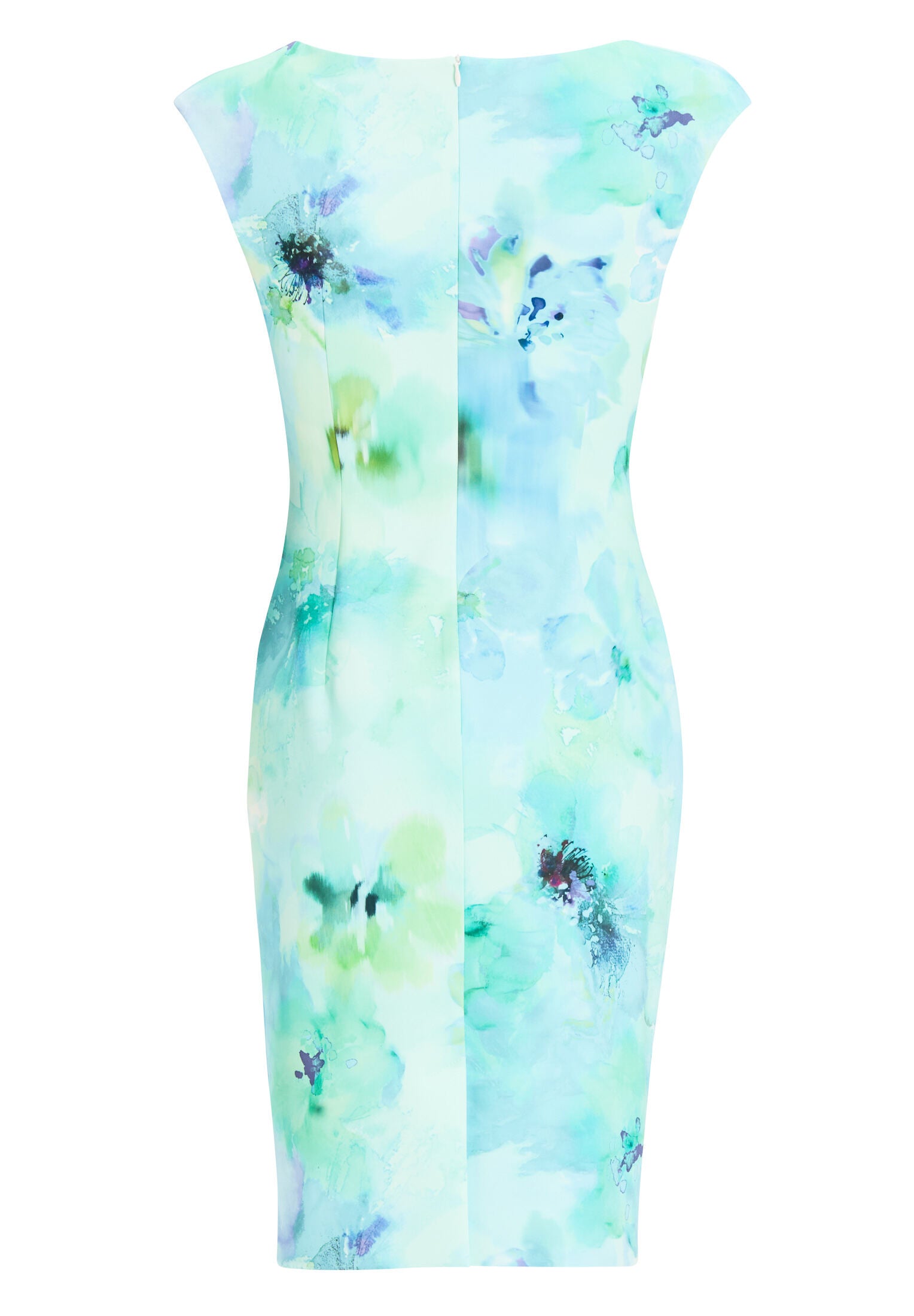 Etuikleid aus bedrucktem Scuba mit Drapierung