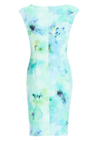 Etuikleid aus bedrucktem Scuba mit Drapierung