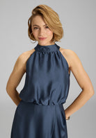 Cocktailkleid aus nachhaltigem Satin mit Volant am Saum