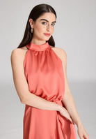 Cocktailkleid aus nachhaltigem Satin mit Volant am Saum