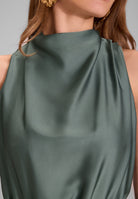 Midi Kleid aus nachhaltigem Satin mit Drapierung am Kragen