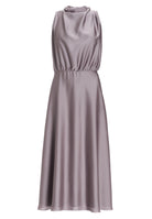 Midi Kleid aus nachhaltigem Satin mit Drapierung am Kragen