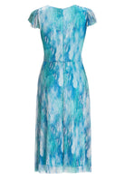 Midi Kleid aus bedrucktem Plissee Jersey mit kurzen Ärmeln