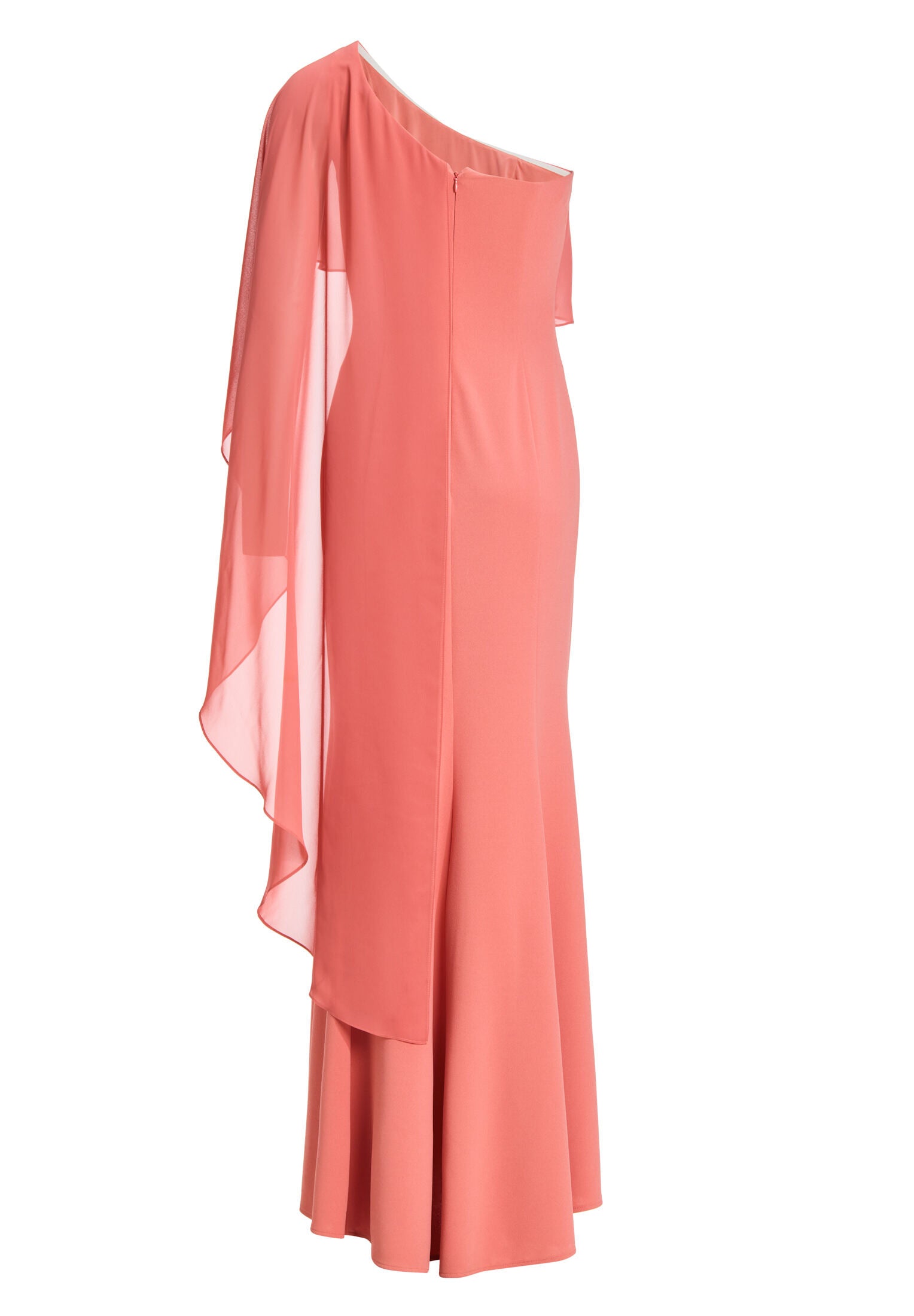 One-Shoulder Abendkleid mit einem Cape-ähnlichen Ärmel aus Chiffon