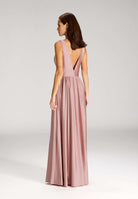 Empire Abendkleid aus Jersey mit Beinschlitz