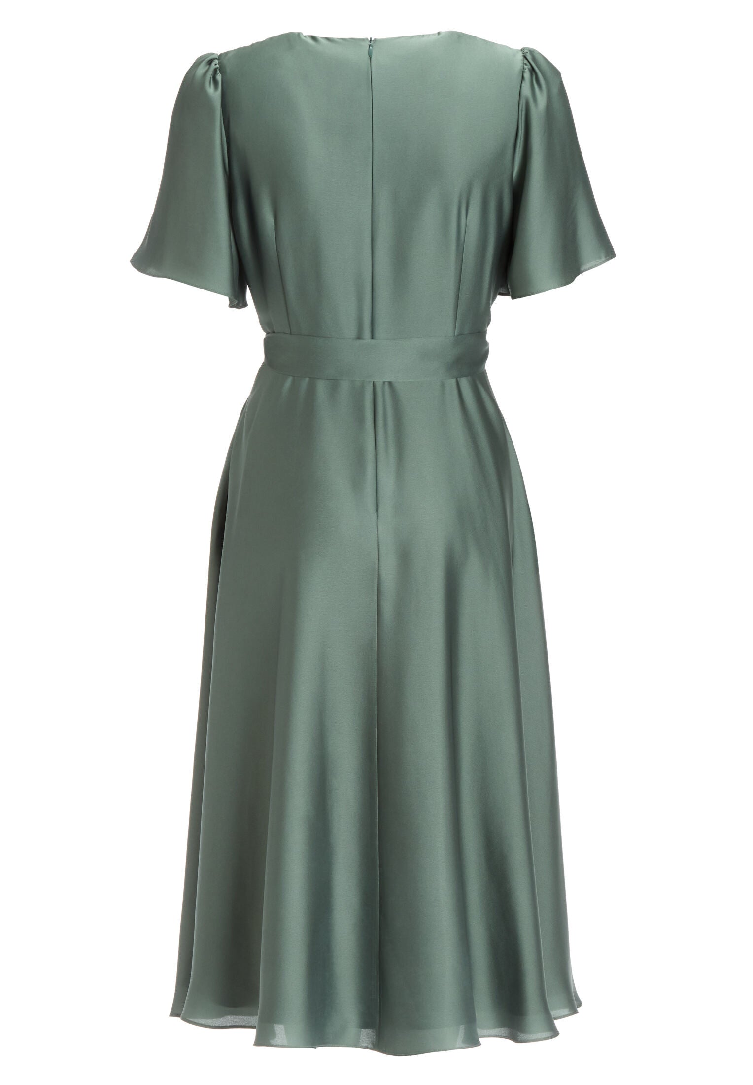 Cocktailkleid aus nachhaltigem Satin in Wickel Optik