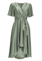 Cocktailkleid aus nachhaltigem Satin in Wickel Optik