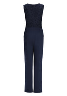 Jumpsuit aus Material-Mix mit Drapierung