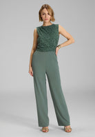 Jumpsuit aus Material-Mix mit Drapierung deep slate