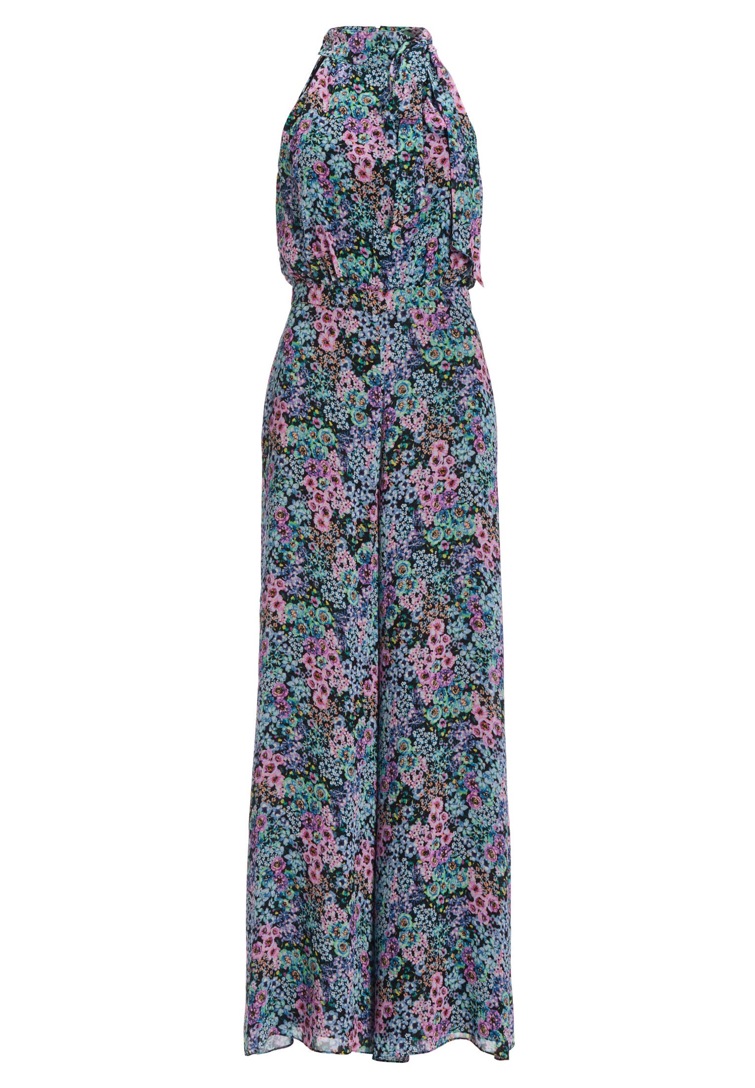 Jumpsuit mit Schluppe aus floral bedrucktem Viscose Material