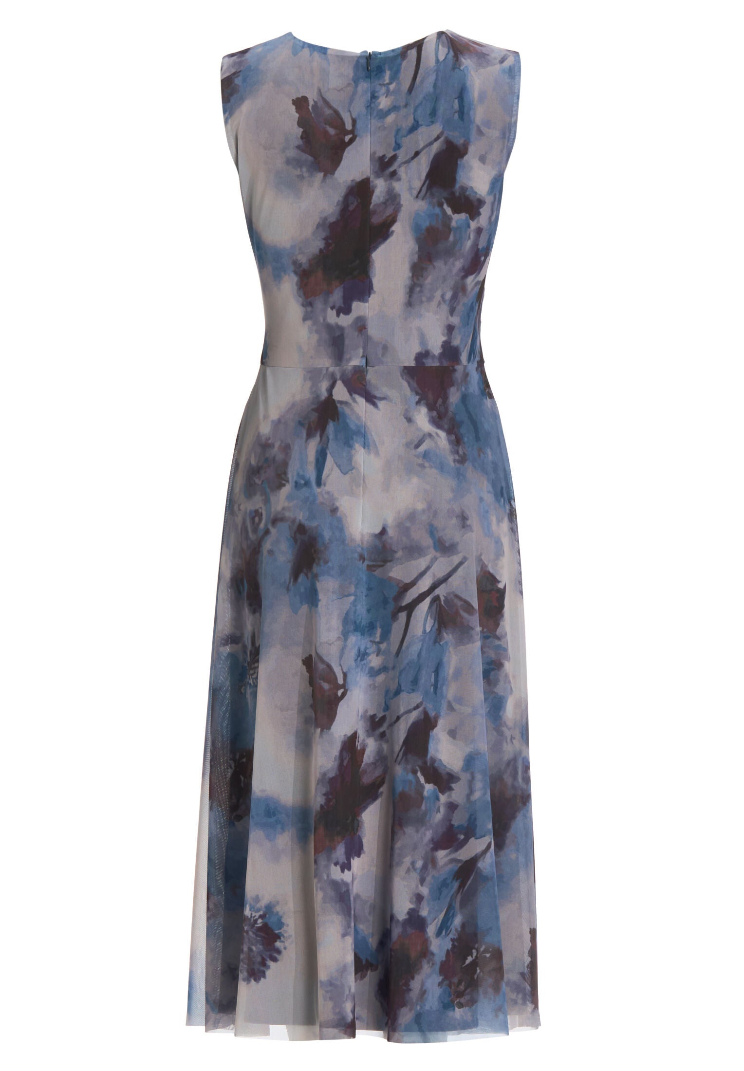 Midi Kleid aus weichem Mesh mit abstraktem Druck