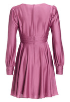 Cocktailkleid aus nachhaltigem Satin mit langen Ärmeln und Raff Details