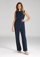 Jumpsuit aus Crepe Jersey mit Drapierung navy