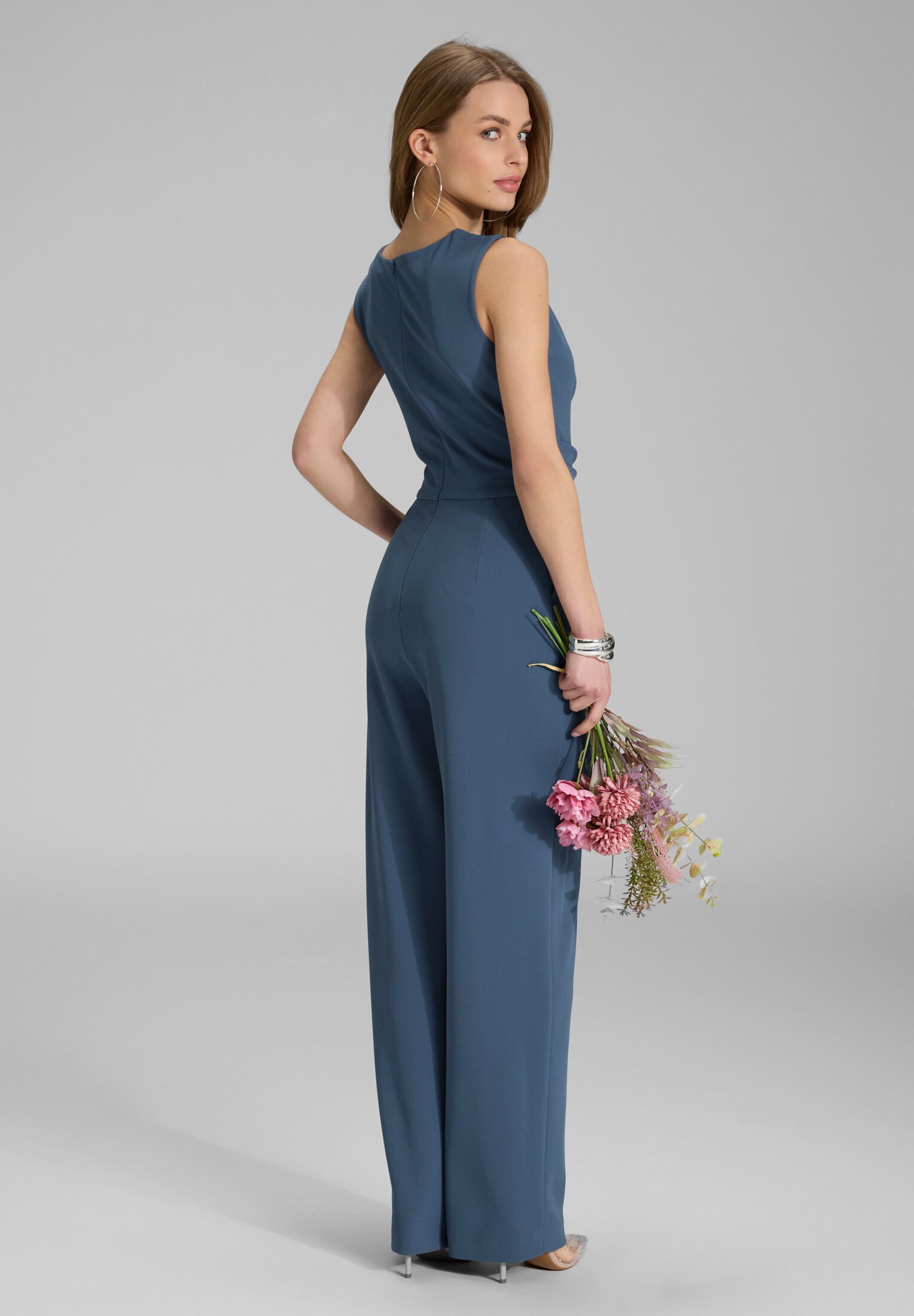 Jumpsuit aus Crepe Jersey mit Drapierung