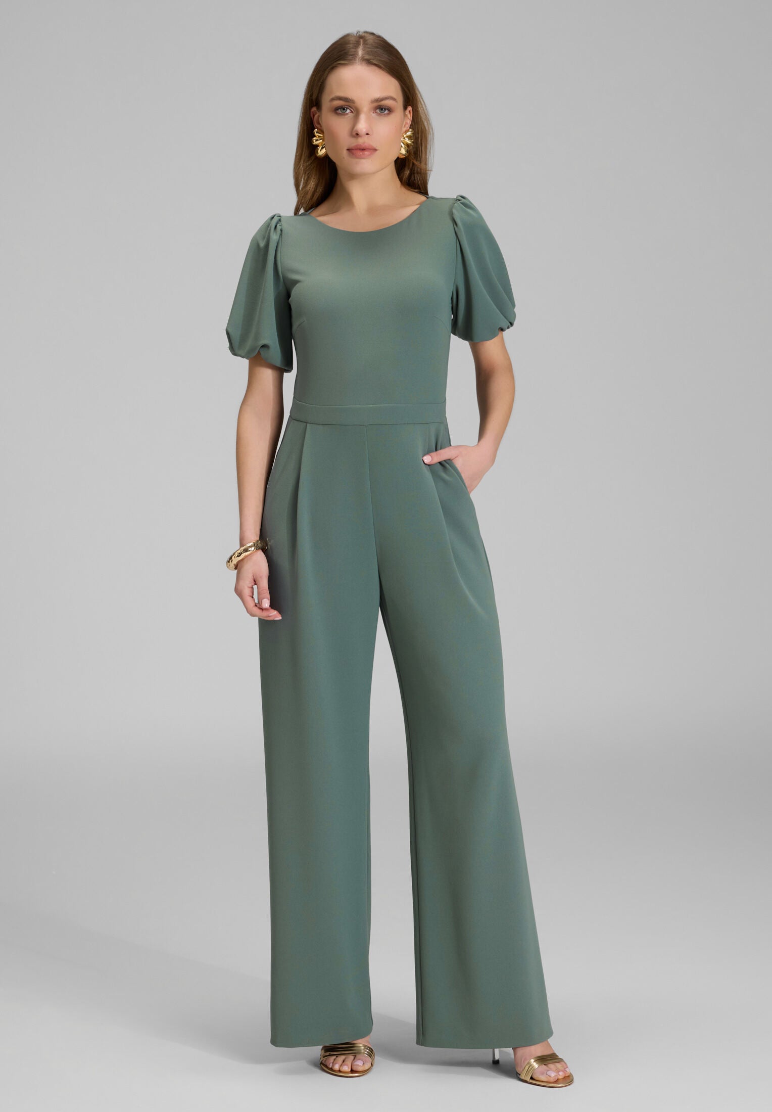 Jumpsuit aus Crepe Jersey mit Ballonärmeln