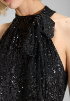 Ärmelloser Jumpsuit mit Schluppenblusen Top aus elastischer Paillette