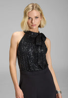 Ärmelloser Jumpsuit mit Schluppenblusen Top aus elastischer Paillette