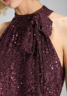 Ärmelloser Jumpsuit mit Schluppenblusen Top aus elastischer Paillette