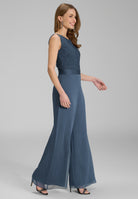 Jumpsuit mit weitem Bein und Oberteil aus elastischer Spitze