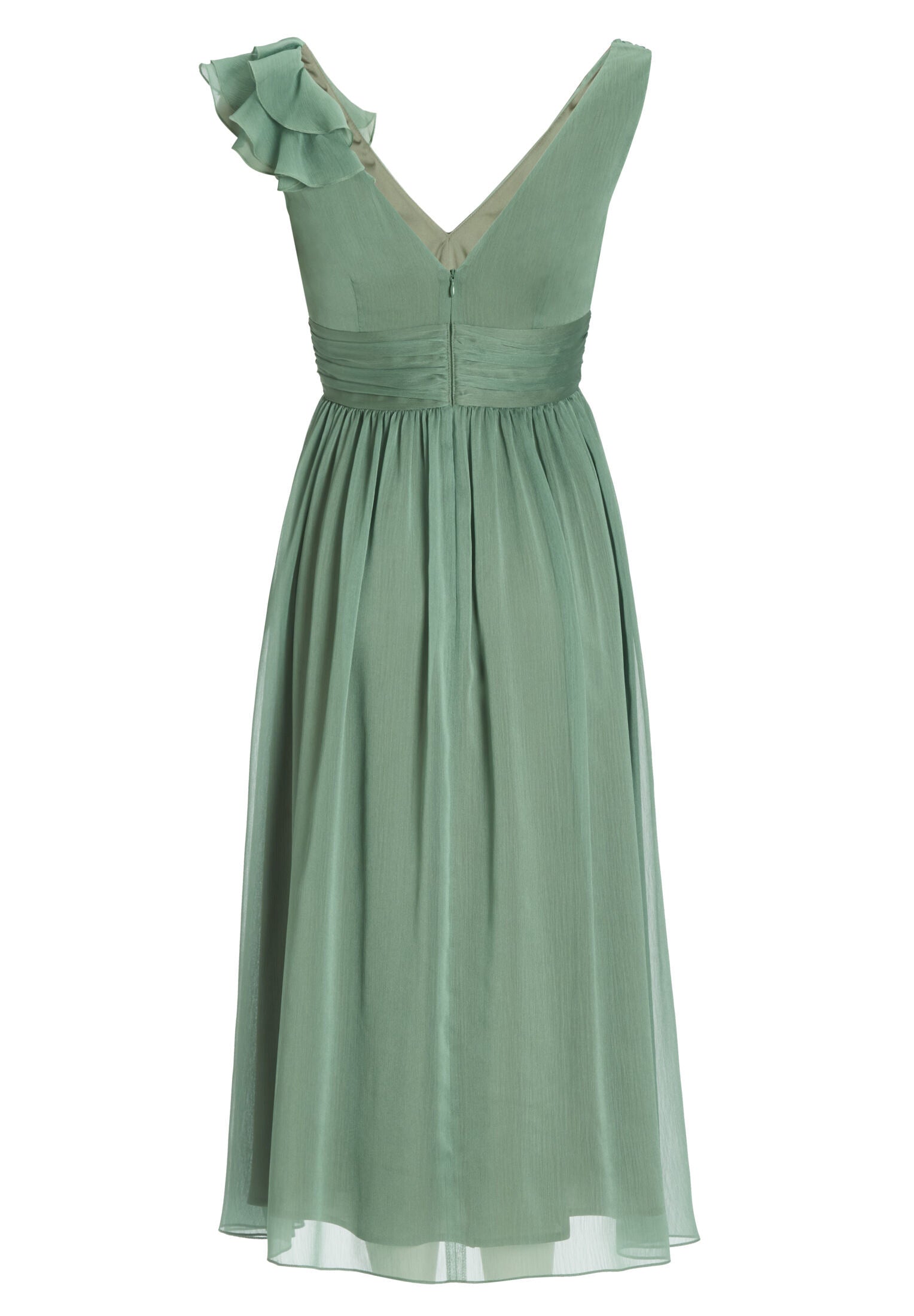 Cocktailkleid aus Crinkle Chiffon mit Volant Detail an der Schulter