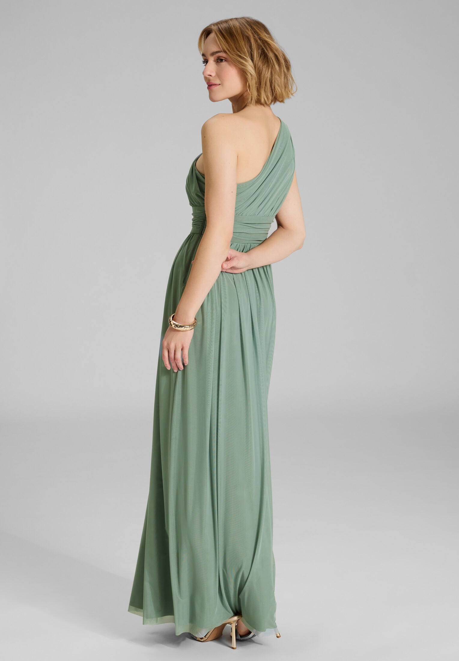 Abendkleid One Shoulder aus Mesh