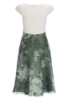 Cocktailkleid aus bedrucktem Organza mit Scuba Oberteil