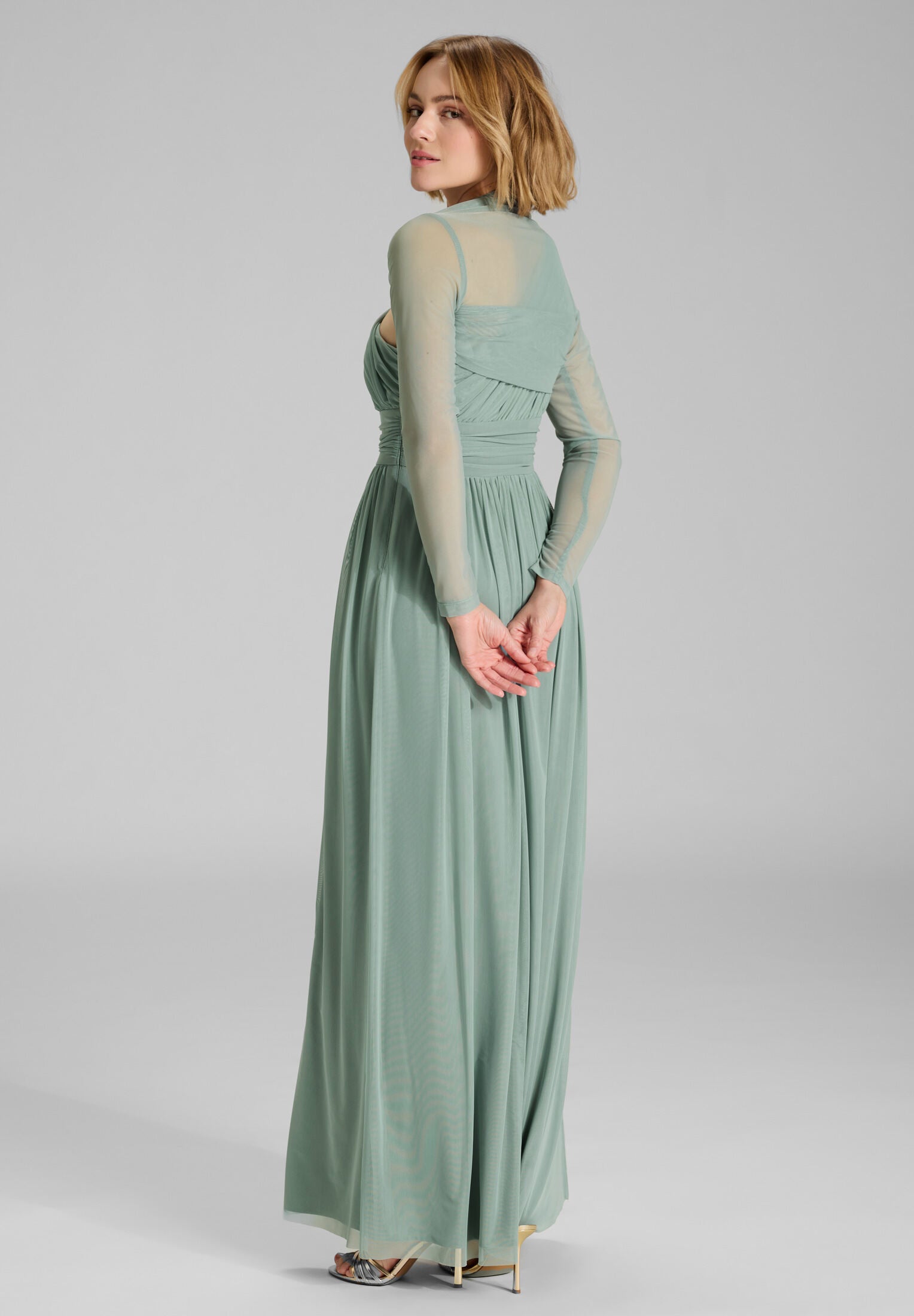 Bolero aus Mesh mit Raffblende