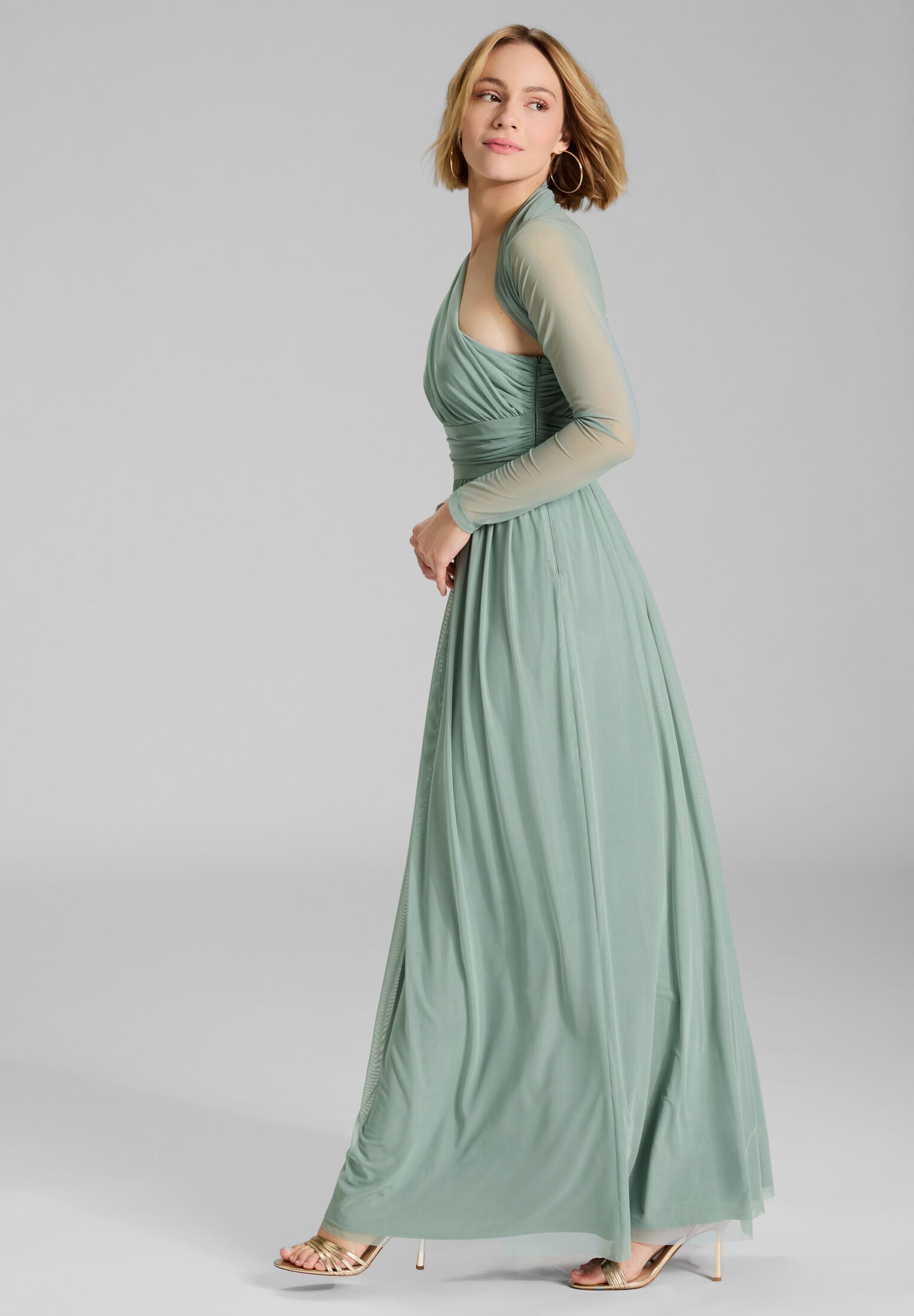 Bolero aus Mesh mit Raffblende