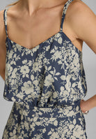 Jumpsuit aus floral bedrucktem Satin mit Spagettiträgern