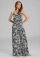 Jumpsuit aus floral bedrucktem Satin mit Spagettiträgern Sapphir Blue