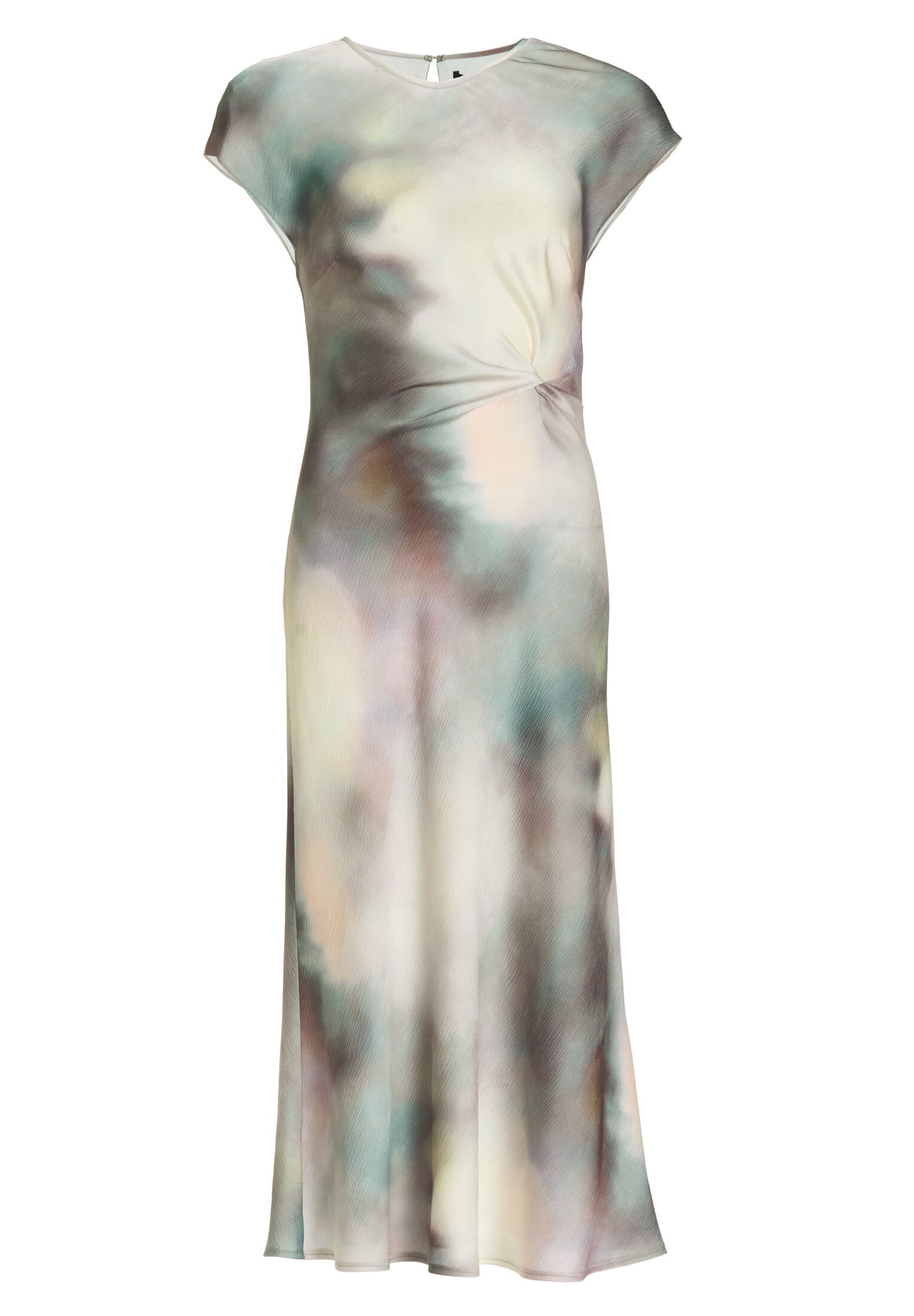 Slip Dress aus gehämmertem Satin mit abstraktem Druck