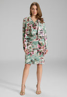 Bedruckter Scuba Blazer mit Wasserfall Kante pistachio green |multi