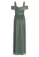 Abendkleid aus plissiertem Jersey mit metallic Fäden und Cold Shoulder Trägern