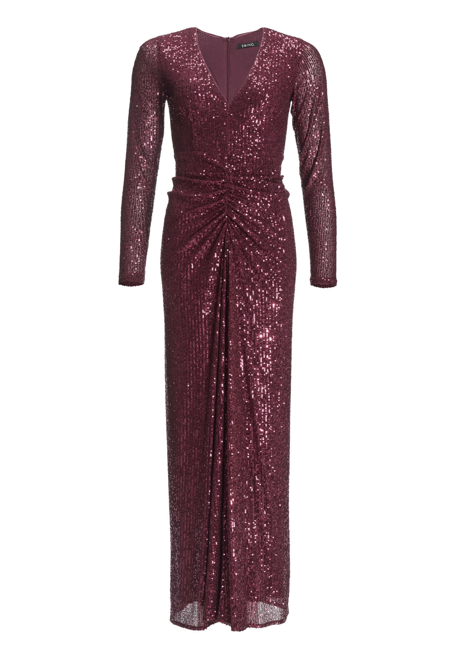 Gerafftes Abendkleid aus elastischer Paillette