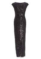 Abendkleid aus funkelnder Paillette mit Wickelausschnitt und Beinschlitz