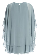 Kurzes Cape-Kleid aus Crinkle Chiffon mit Volants