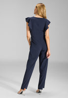 Jumpsuit aus Crepe Jersey mit Volant Ärmeln