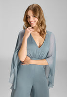Jumpsuit aus Crinkle Chiffon mit angeschnittenem Cape