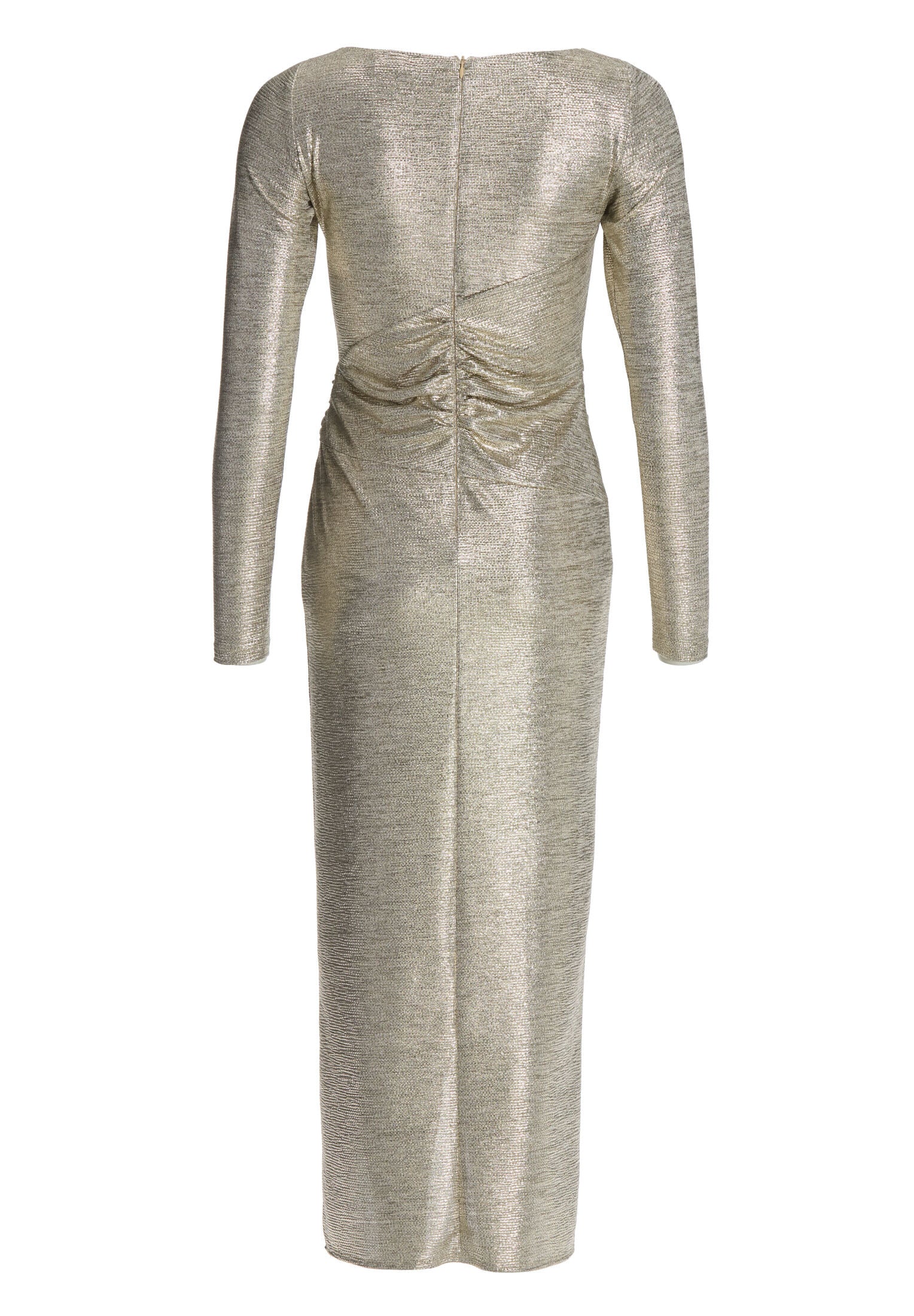 Abendkleid in 7/8 Länge aus foliertem Jersey mit Beinschlitz