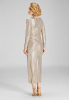 Abendkleid in 7/8 Länge aus foliertem Jersey mit Beinschlitz