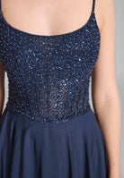 Chiffonkleid mit besticktem Top