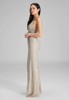 Abendkleid mit all-over Stickerei