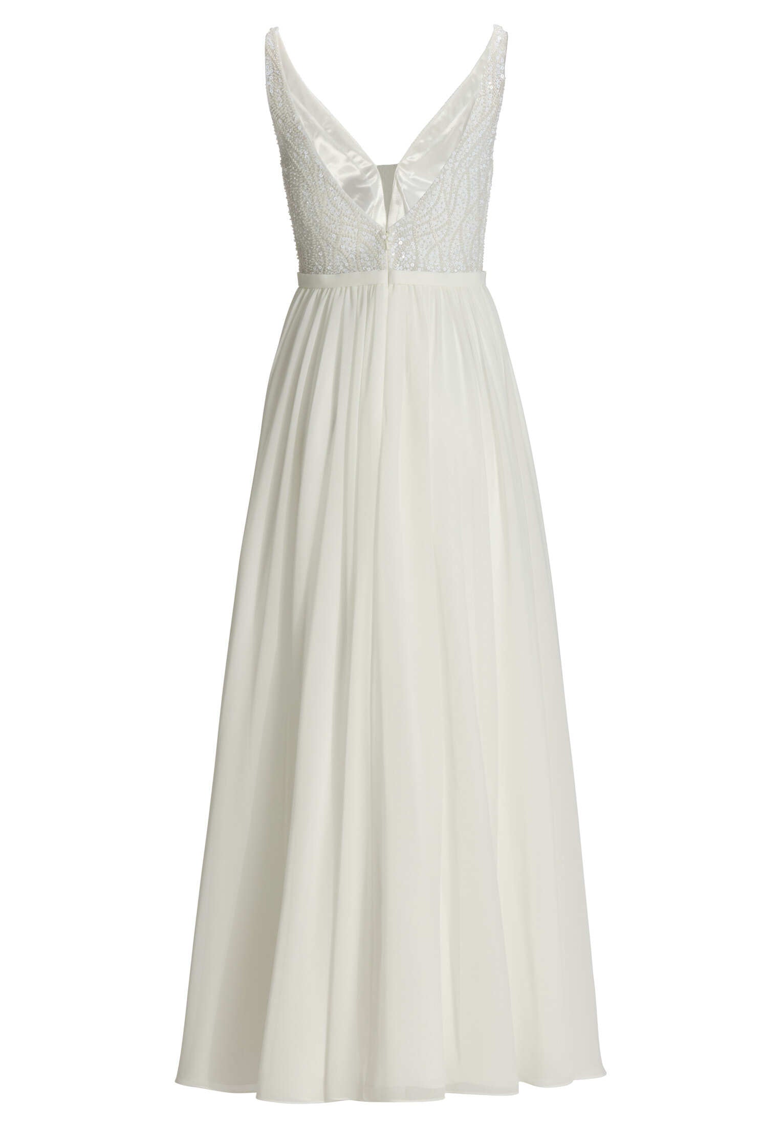 Abendkleid mit Chiffonrock und Stickerei