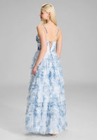 Abendkleid mit Rüschenrock und Allover Print