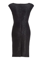 Cocktailkleid aus foliertem Jersey in Bouclé Optik mit Drapierungen