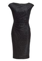 Cocktailkleid aus foliertem Jersey in Bouclé Optik mit Drapierungen