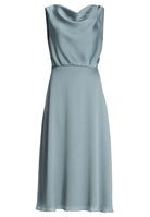 Cocktailkleid aus gehämmertem Satin mit Wasserfall Ausschnitt